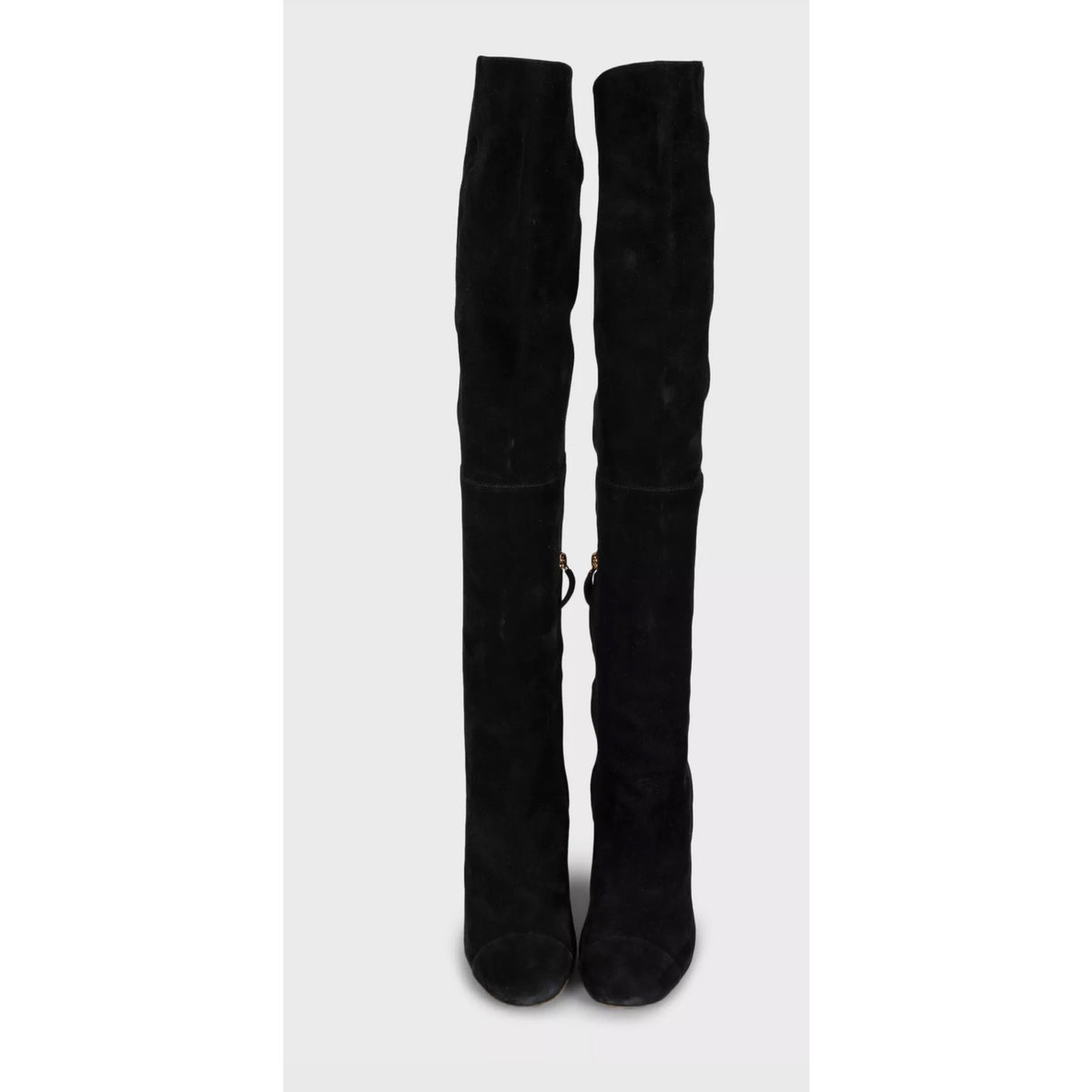 CHANEL Black Suede Over-the-Knee Boots EU 38 pre-owned