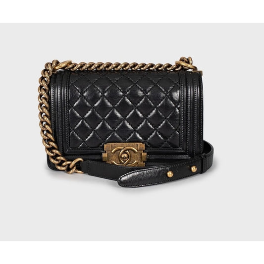 Chanel Black Lambskin Small Boy Bag Pre-owned