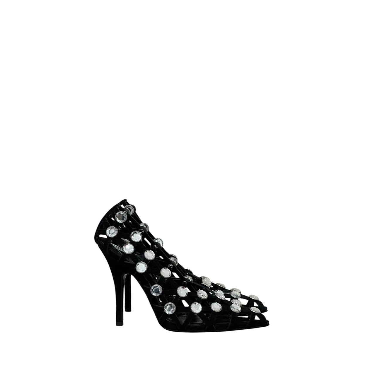 NWOB The Attico 'Grid' Pump Black Silver Heels Sz.38.5 pre-owned