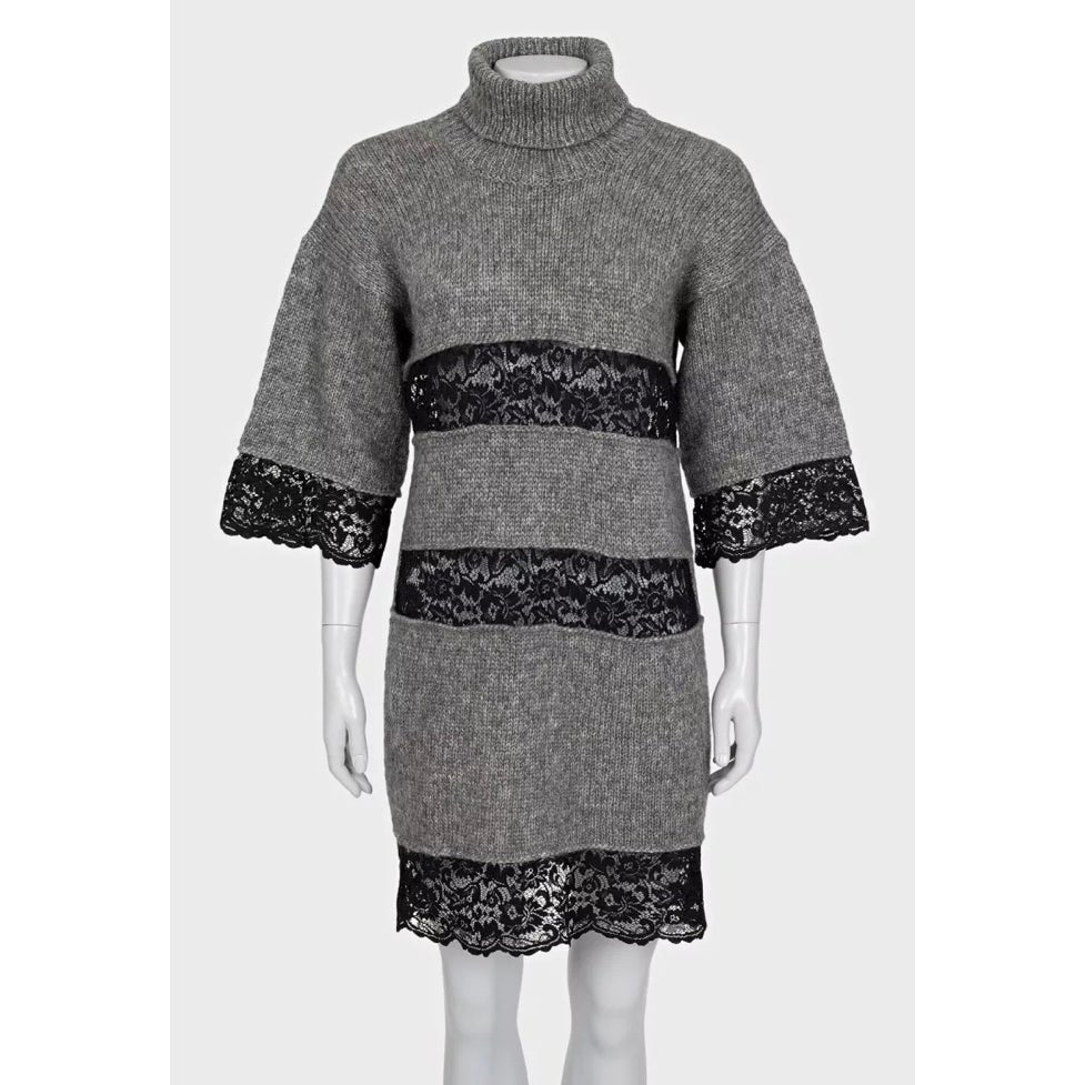 Dolce & Gabbana Mohair Knit Dress with Delicate Lace sz. 42 Pre-owned
