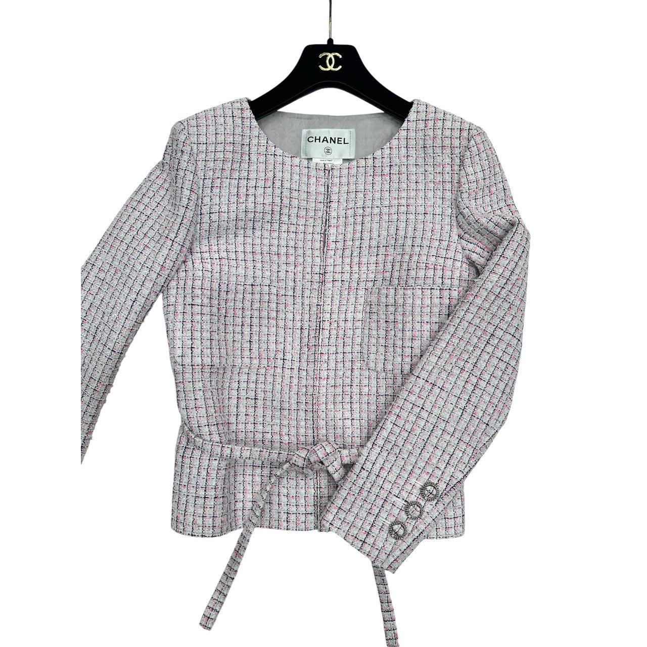 Chanel 14C Pink Tweed Jacket Sz 38 Pre-owned