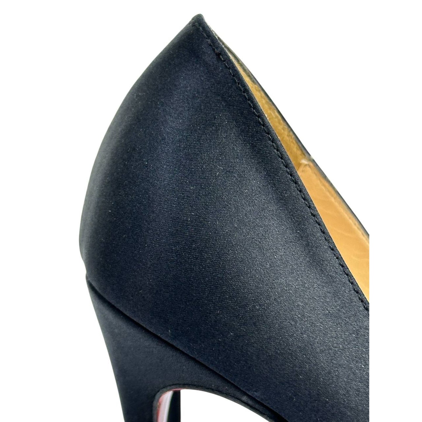 Christian Louboutin Black Satin Stiletto Pumps Heels Sz.38 Pre-owned