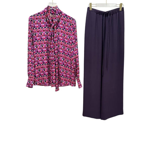 Valentino Silk Blouse Pants Set Suit - Women's Sz 40/42 Pre-owned