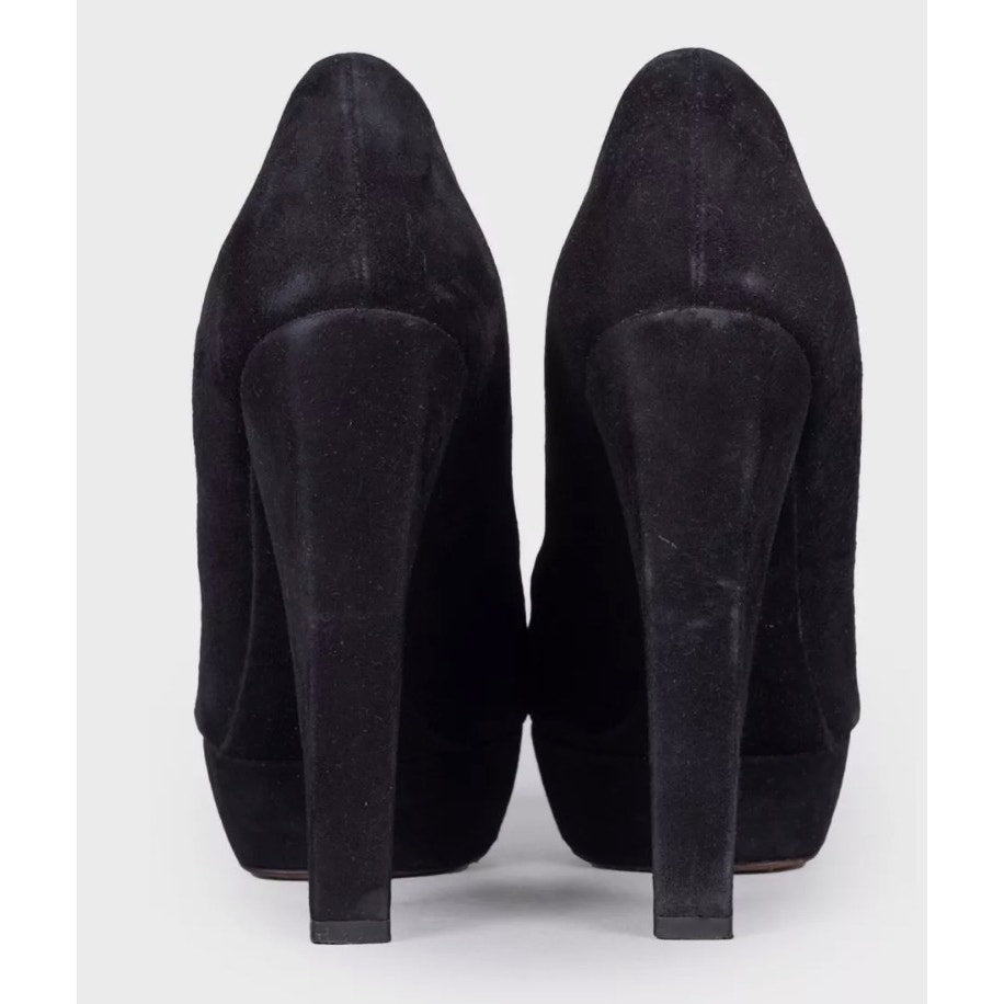 Christian Dior Black Suede Open Toe Pumps Sz.39.5 Pre-owned