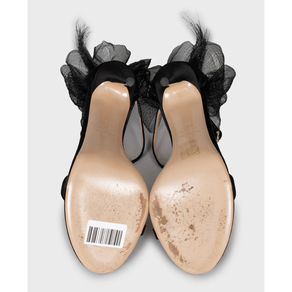 Valentino Black Suede Bow Stiletto Sandals Size 39 pre-owned