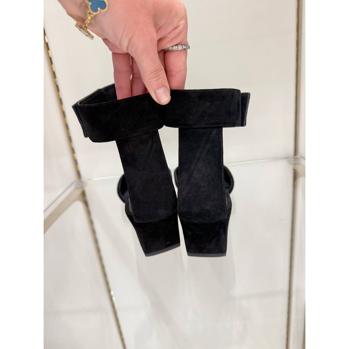 Chanel Black Suede CC Ankle-Strap Pumps Size 41C Pre-owned
