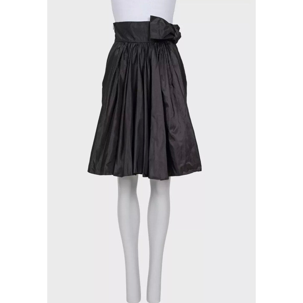 Valentino  Black High-Waist Silk Skirt Bow Detail US6 Pre-owned