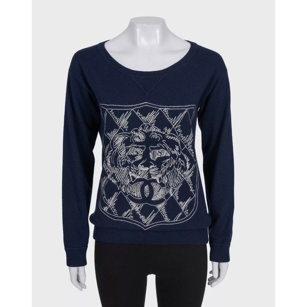 Chanel Vintage Blue Cashmere Jumper - Size M, EU38 Pre-owned