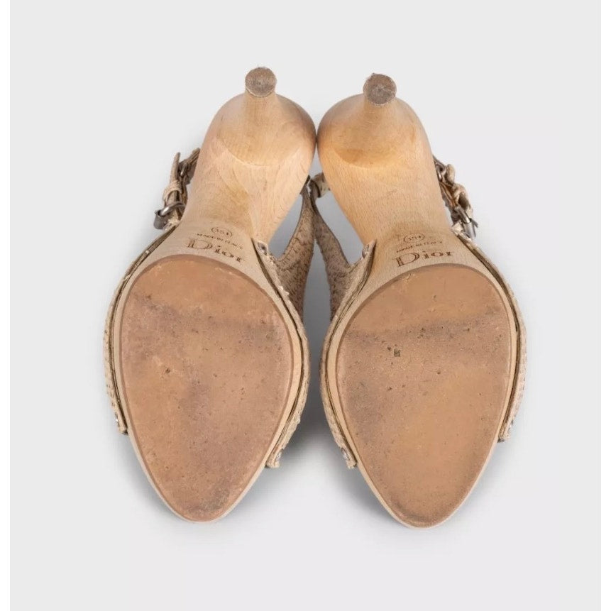 Christian Dior Beige  Leather Sandals Sz.35 Pre-owned