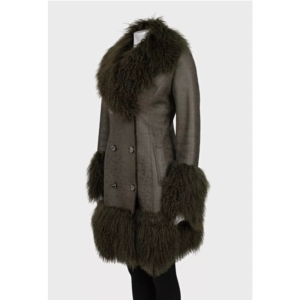 Ferre Green Shearling Coat IT42 Pre-owned