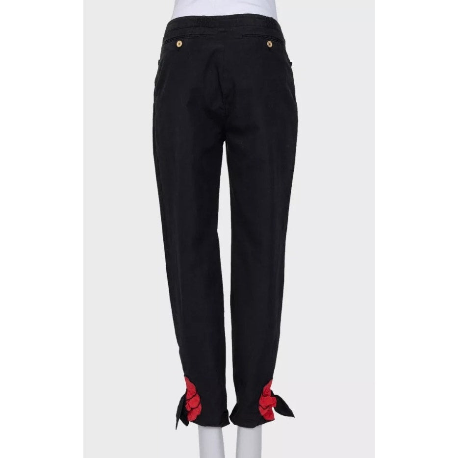 YSL Vintage Black Cotton-Silk Trousers Sz. 38 Pre-owned
