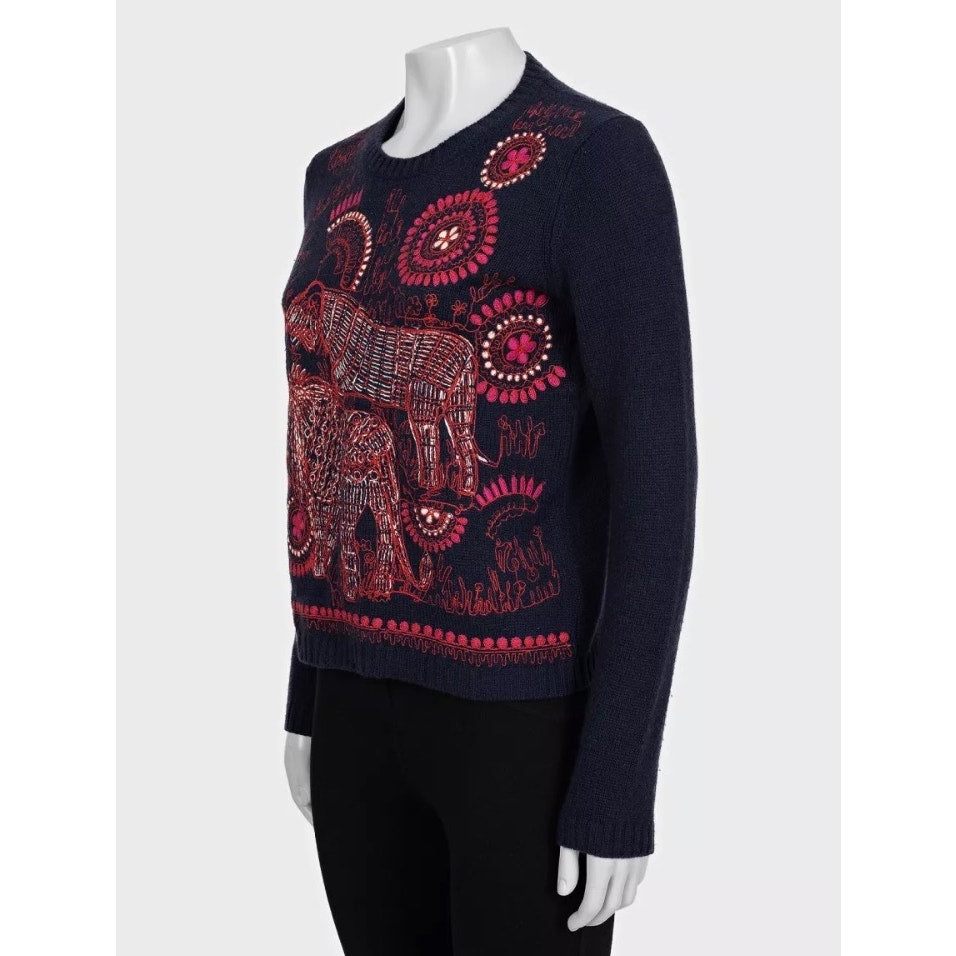 Christian Dior Blue Cashmere Embroidered Jumper 38/M pre-owned