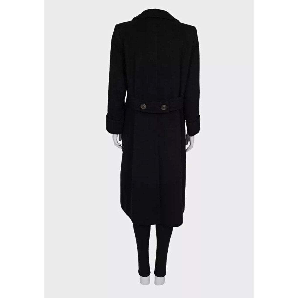 Vintage Yves Saint Laurent Black Belted Coat - Size M pre-owned