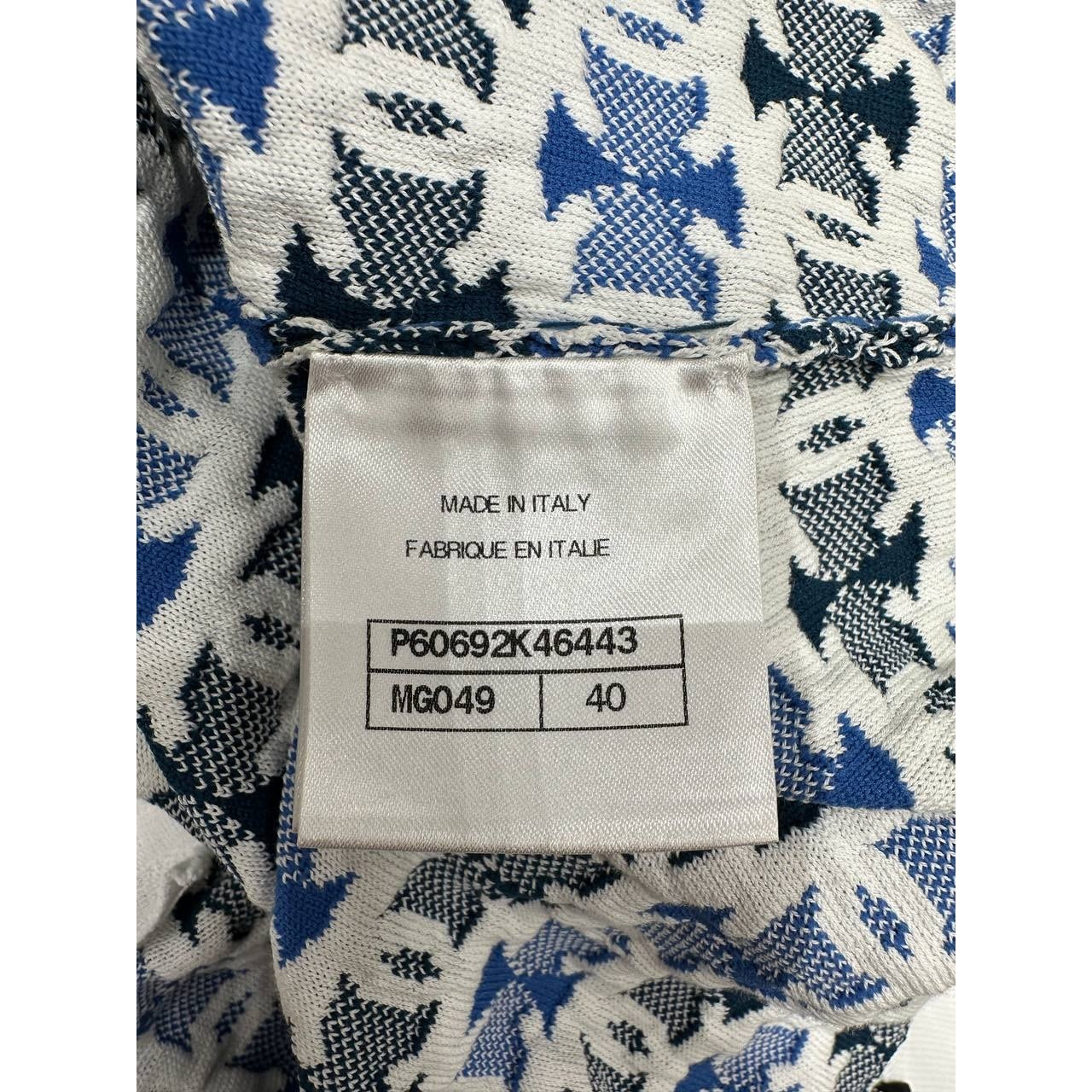 Chanel 2019 Pre-Spring Blue & White CC Logo Knee Skirt Sz 40 pre-owned
