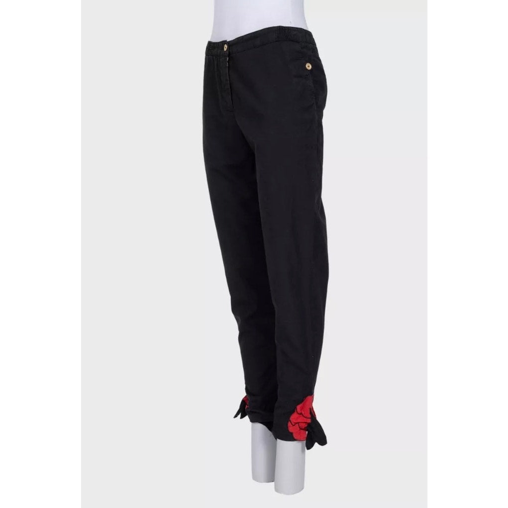 YSL Vintage Black Cotton-Silk Trousers Sz. 38 Pre-owned