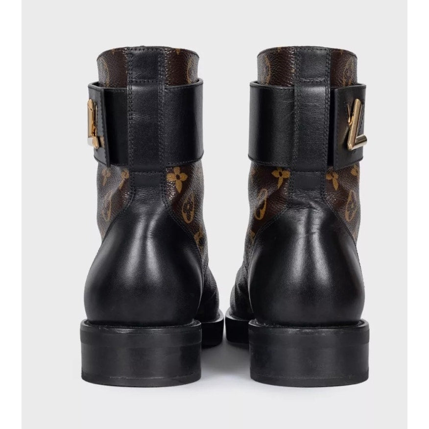 Louis Vuitton Wonderland Leather & Canvas Ankle Boots Sz 38 pre-owned