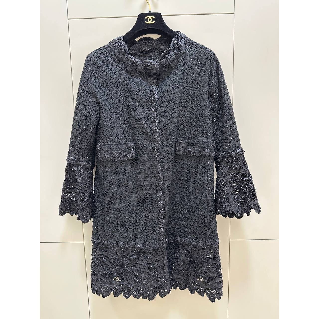 Ermanno Scervino Black Embellished Lace Floral Jacket Sz.38 Pre-owned