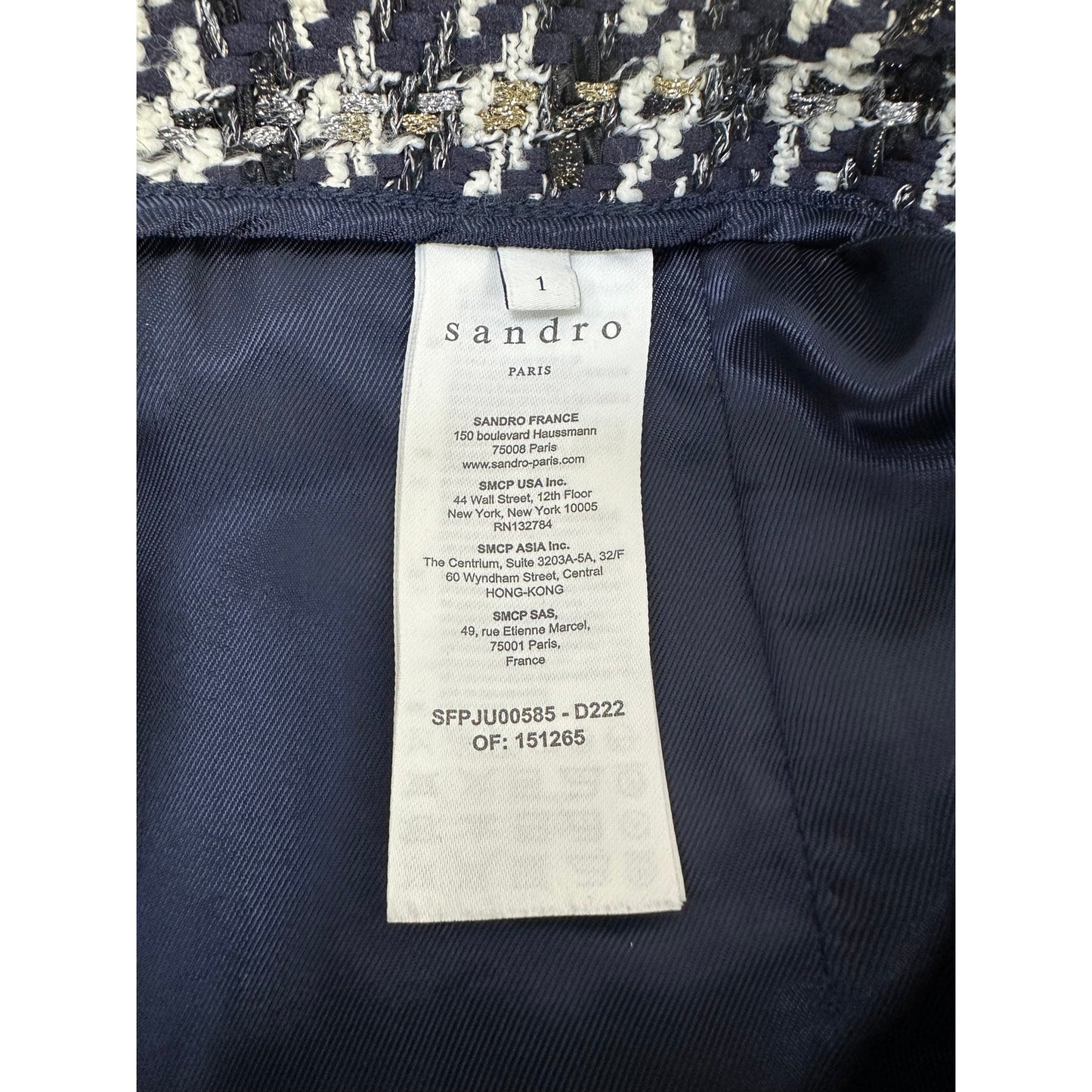 Sandro Houndstooth Decorative Buttons Skirt  Sz.1 pre-owned