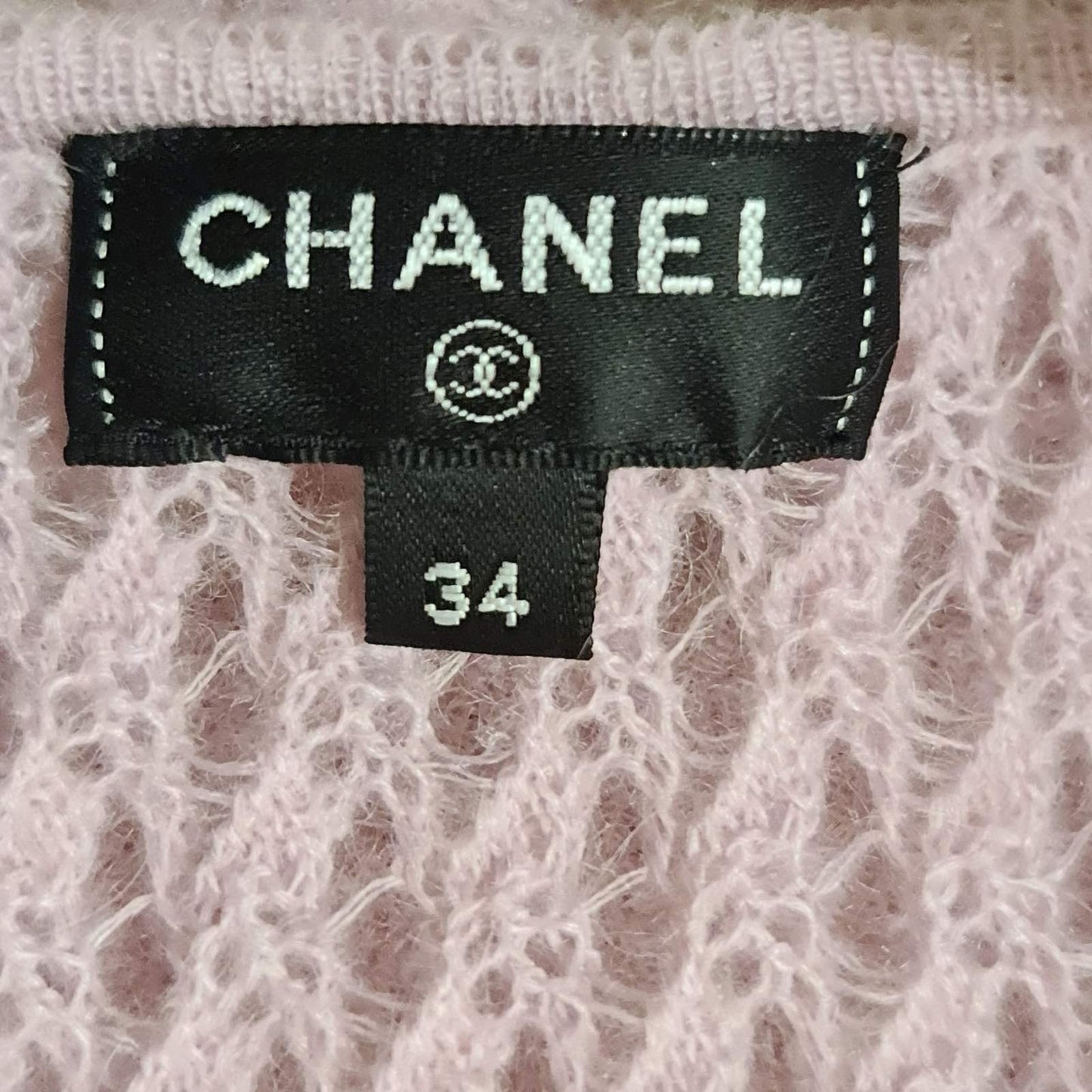 Chanel 17A Pink Flower Trim Embroidery Knit Dress Sz.34 Pre-owned