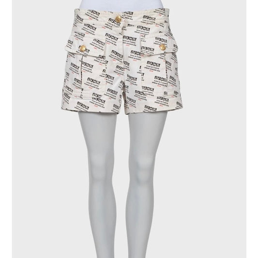 Gucci White Signature Print Cotton Shorts - Size W28 Pre-owned