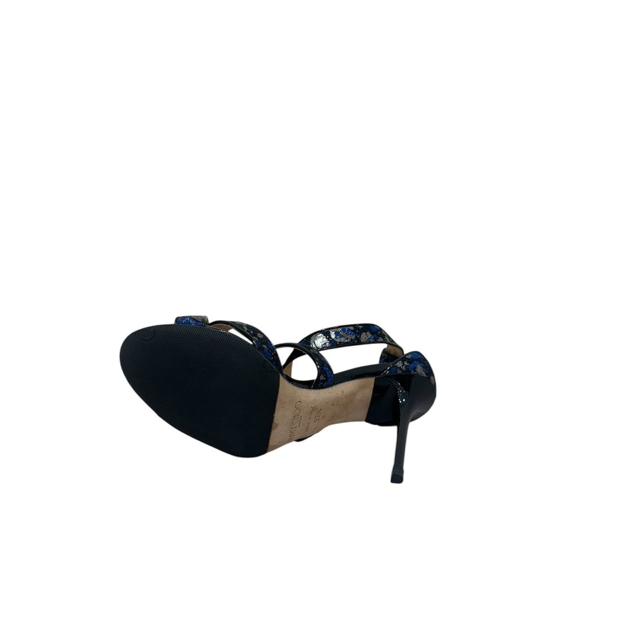 Jimmy Choo Blue Crossover Strap Sandals - Sz 37.5 Pre-owned