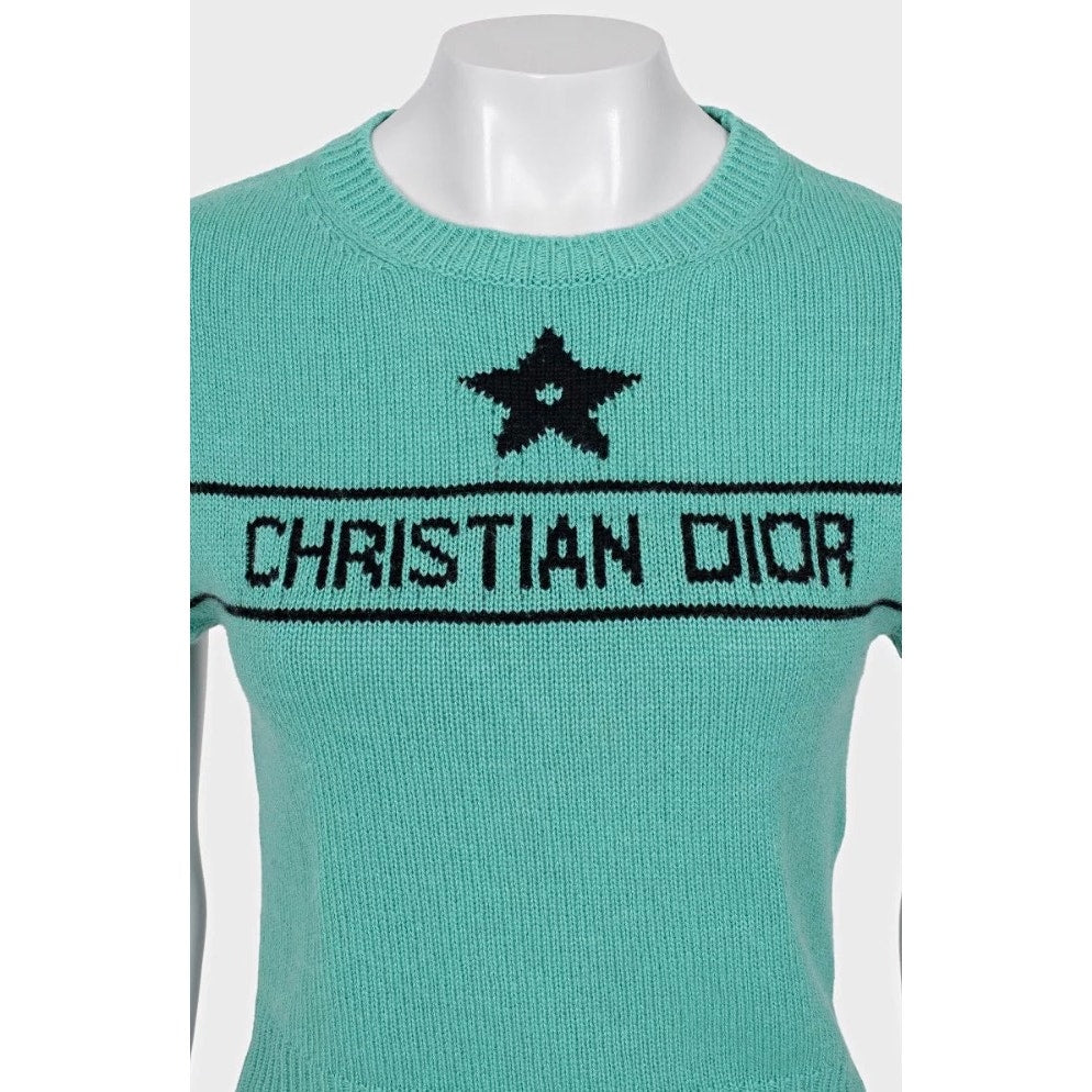 Christian Dior Green Cashmere Signature Top Sz.36/S Pre-owned