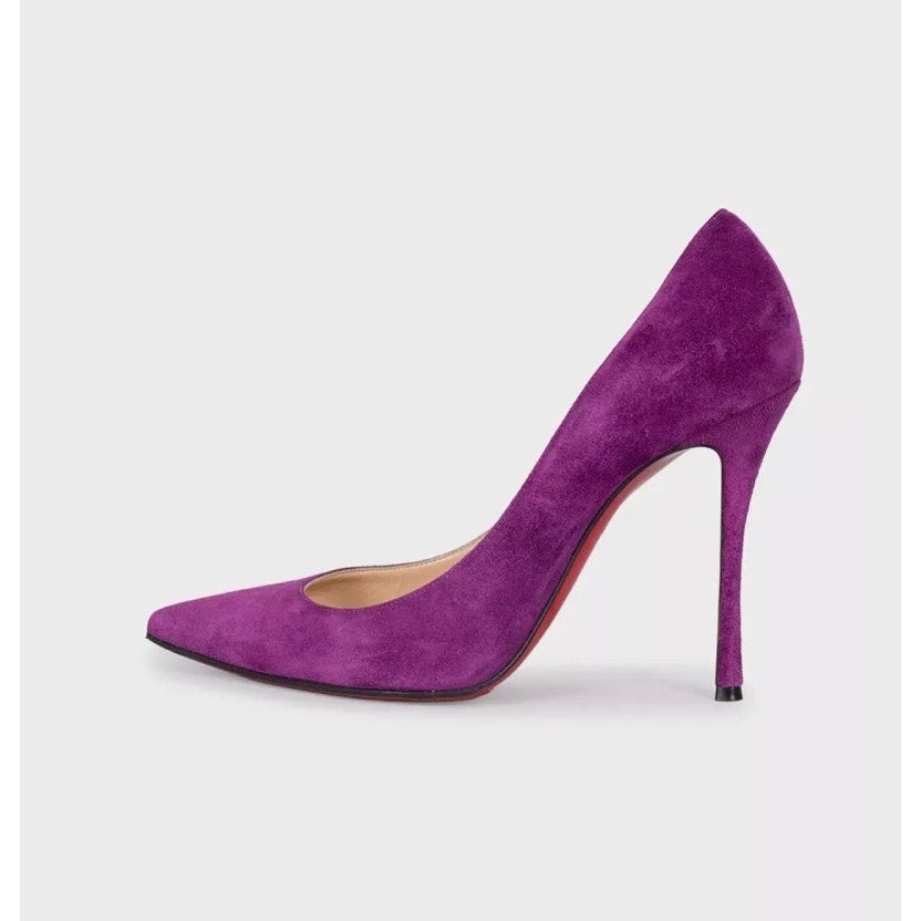 Christian Louboutin Purple Suede Pointed Toe Pumps sz.37.5 Pre-owned