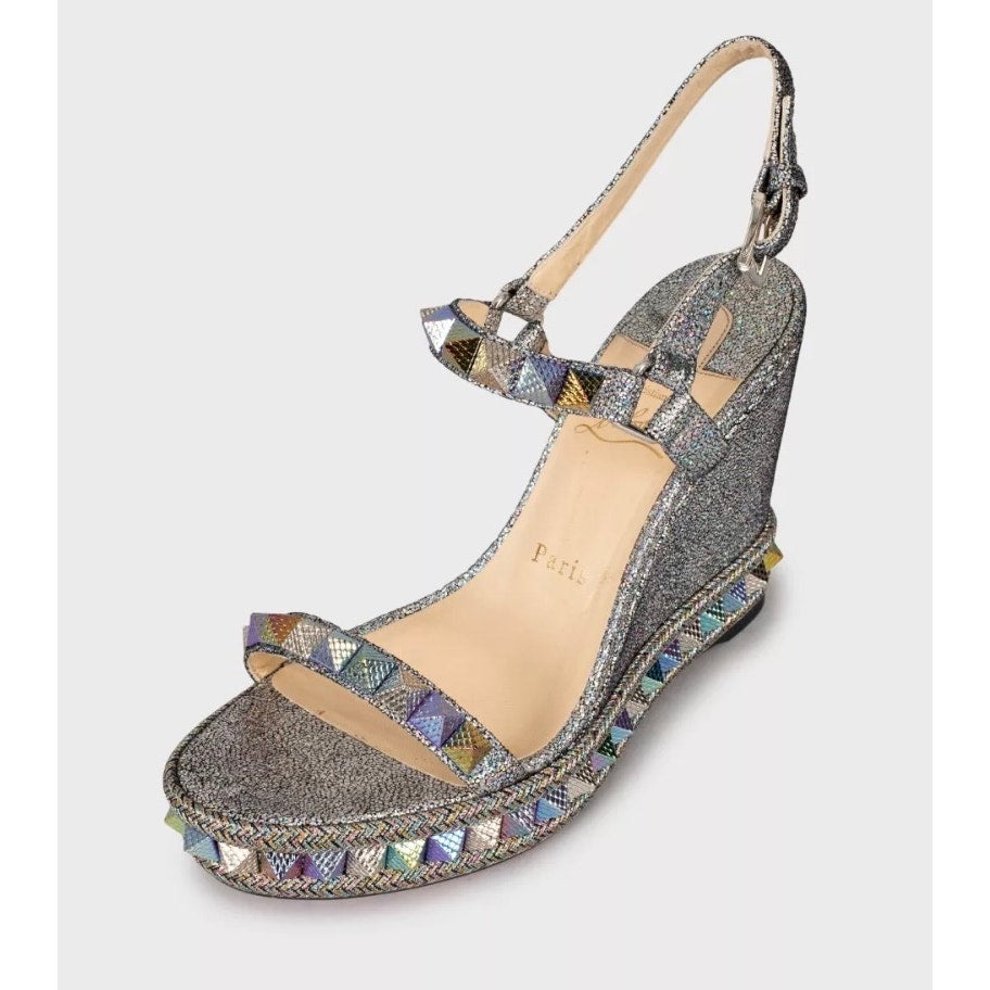Christian Louboutin Pyraclou 110 Leather Open-Toe Sandals Sz.39 Pre-owned