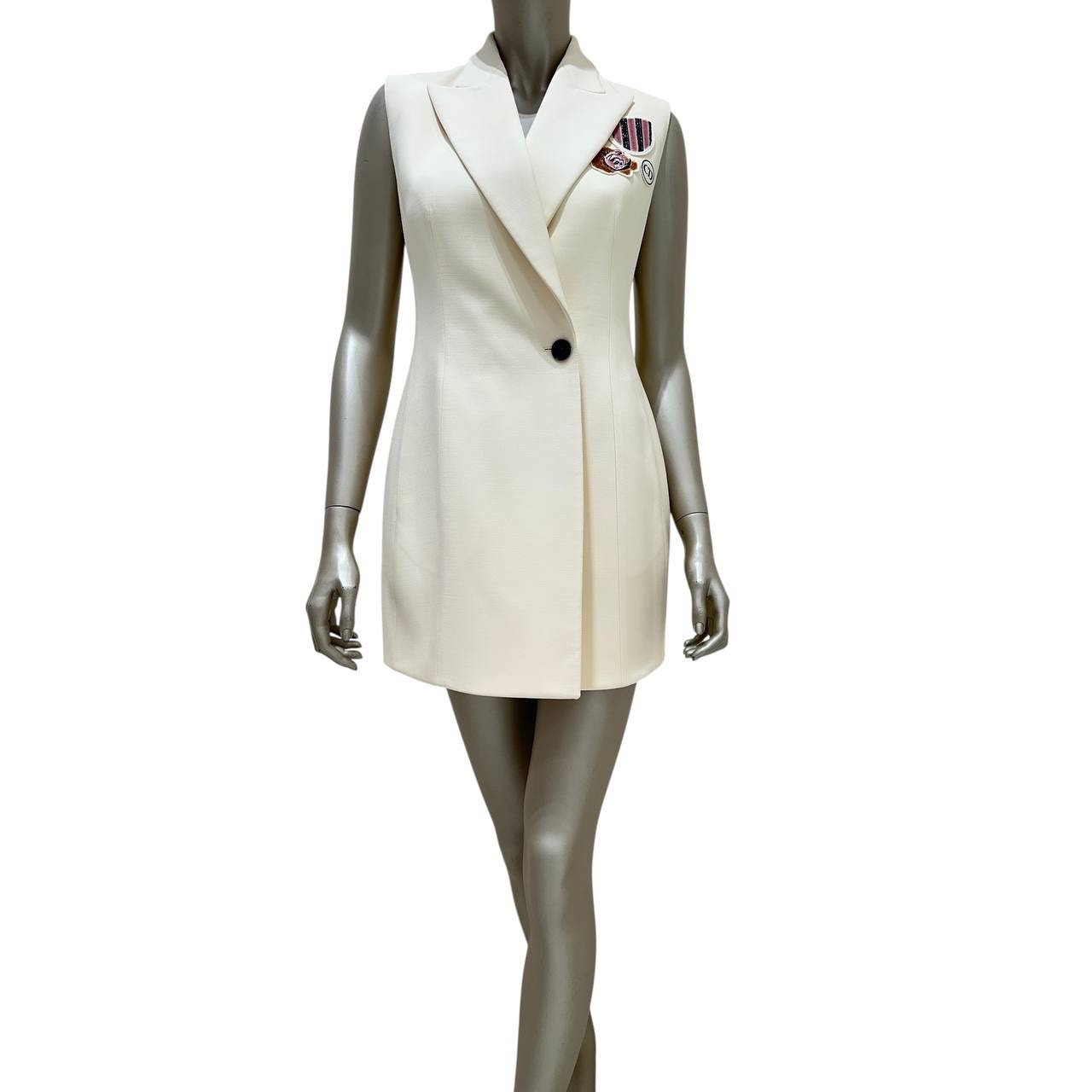Christian Dior Cream Wool & Silk Vest Dress - Size 38 pre-owned