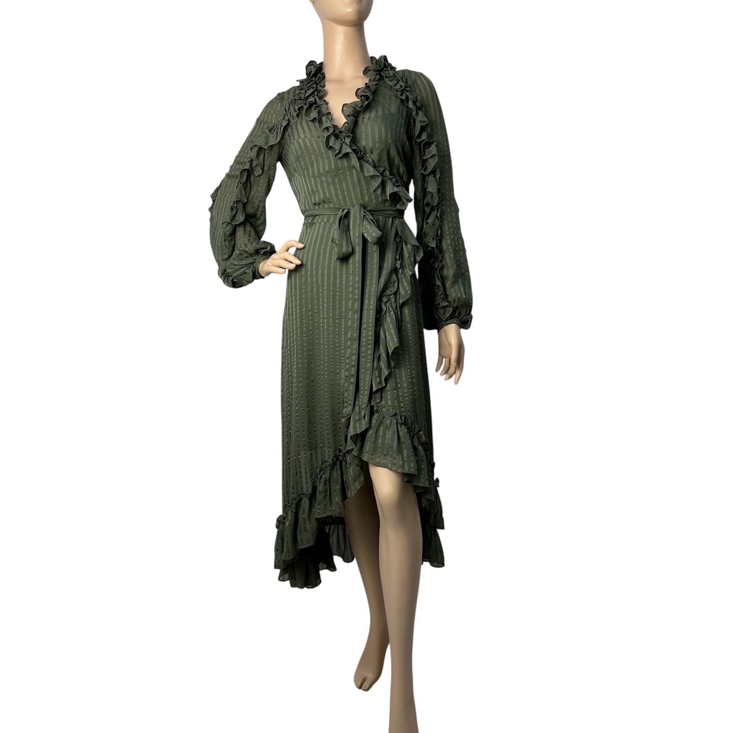 Zimmermann Cascade Ruffle Wrap Midi Dress Sz.0 Pre-owned