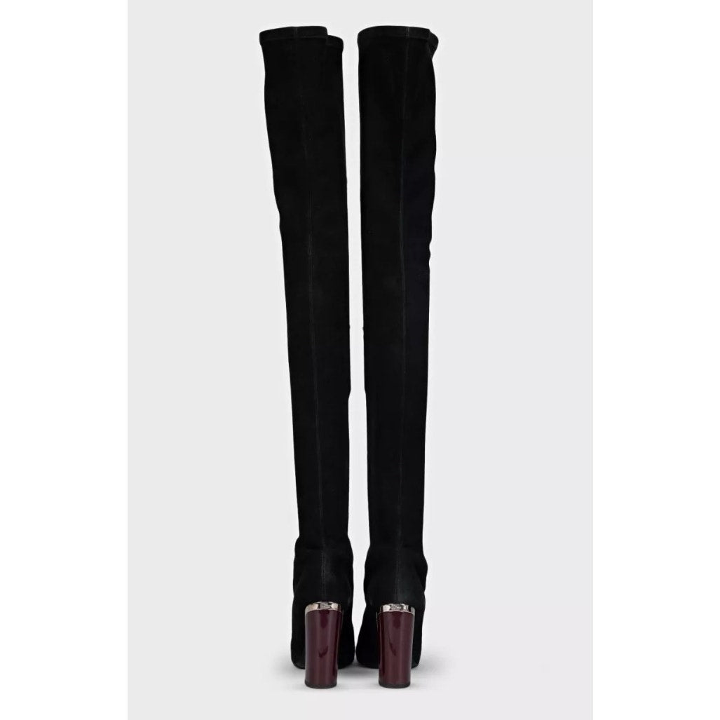 Christian Dior Black Suede Over-the-Knee Boots Sz.38 Pre-owned