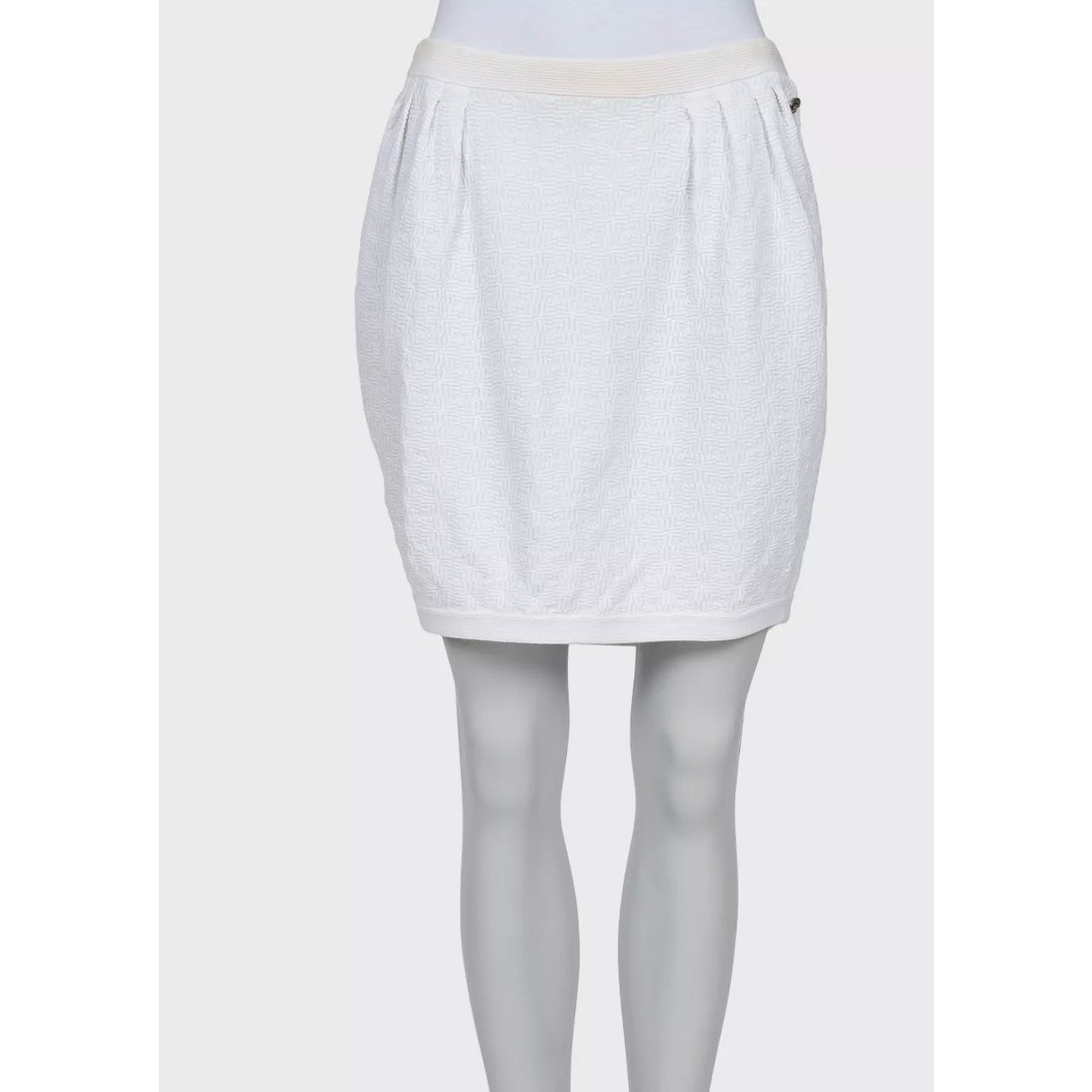 Chic Chanel White Cotton Slim Skirt Sz.40/L pre-owned