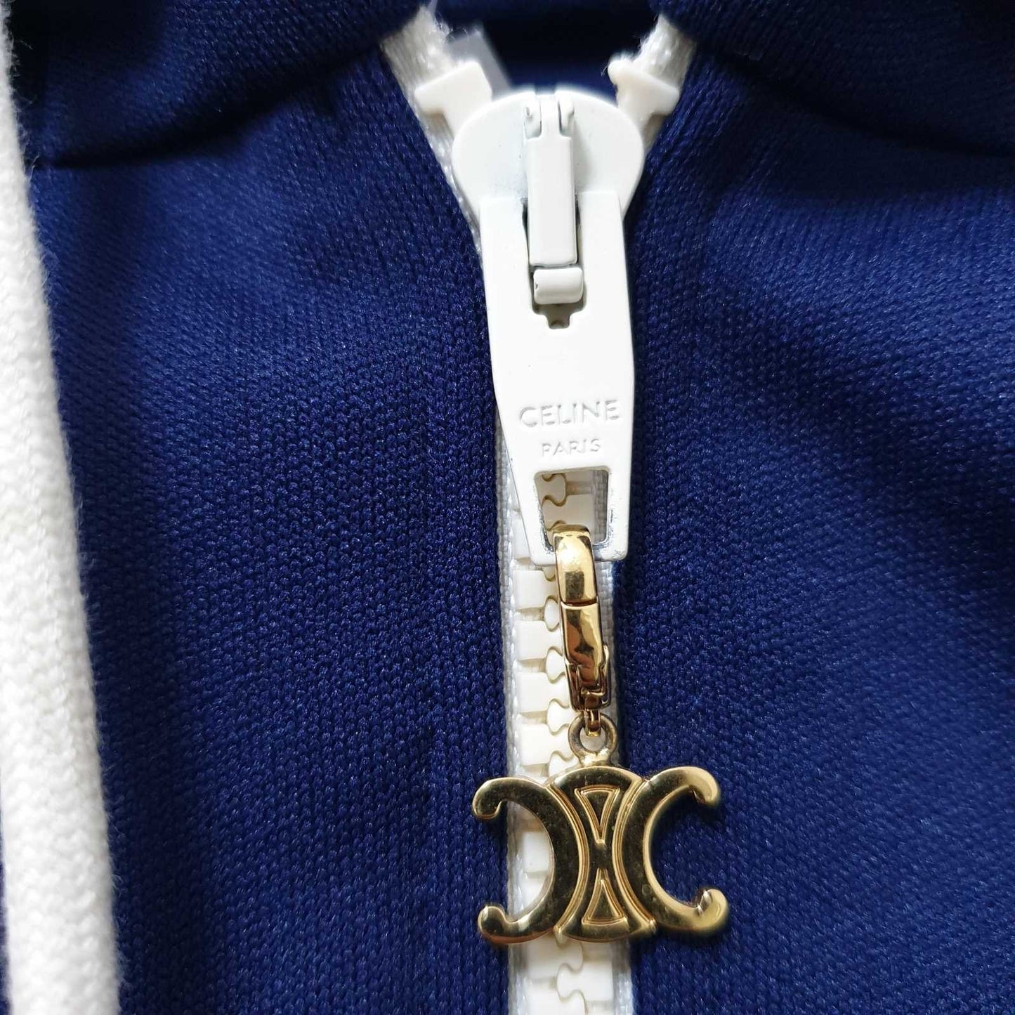 Celine Blue Triomphe Logo Bomber Jacket - Size XS pre-owned