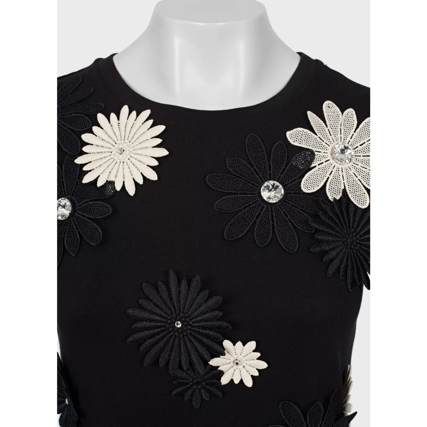 Emanuel Ungaro Black & White Floral Cotton T-Shirt Sz.38 Pre-owned