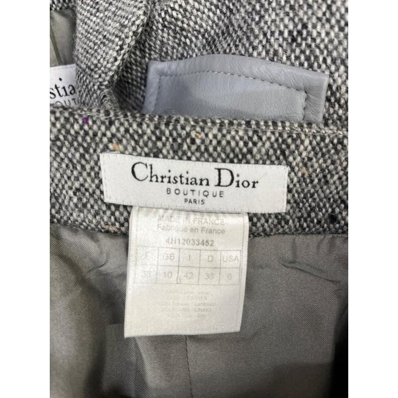 Christian Dior Gray Wool Silk Skirt Suit Sz.38 Pre-owned