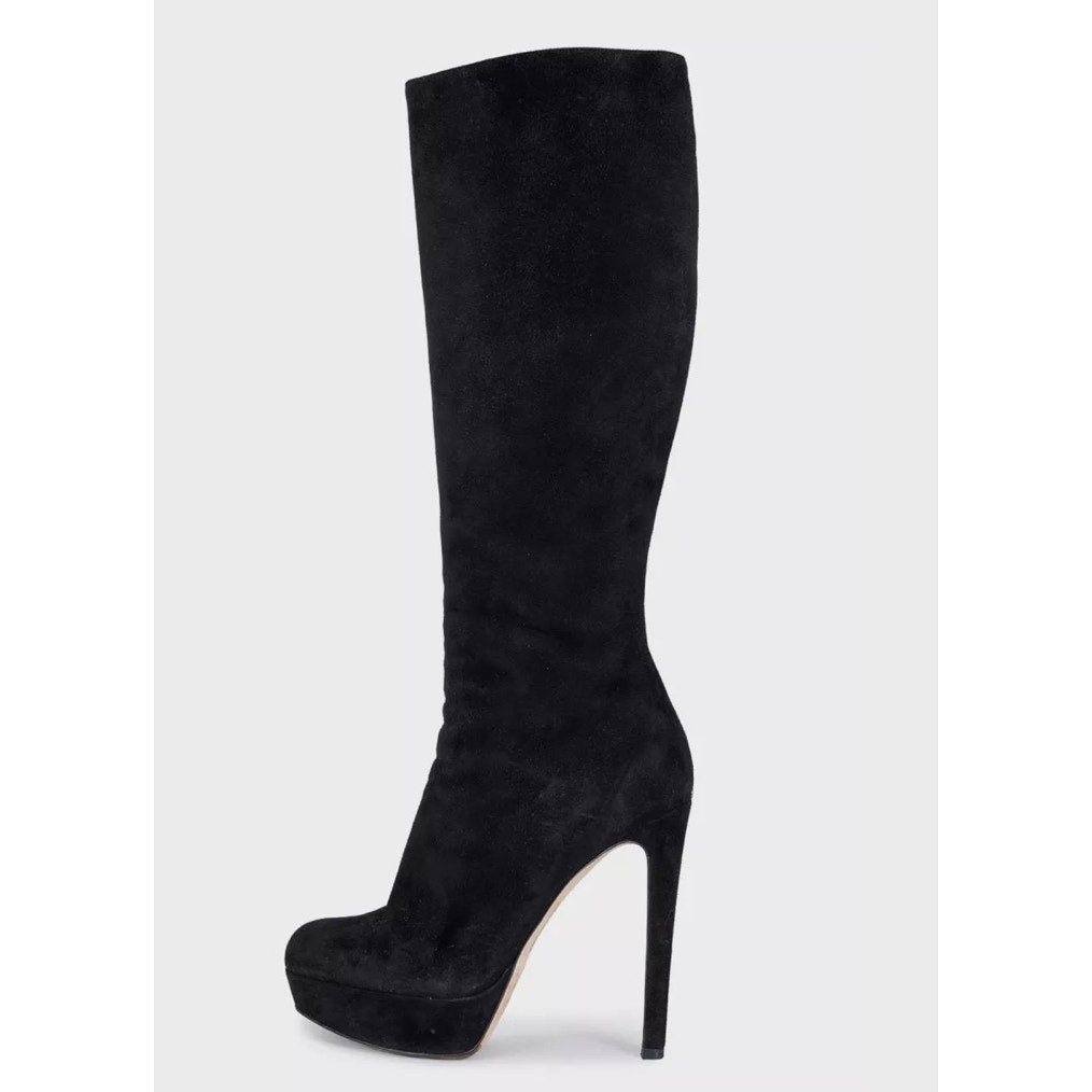 Christian Dior Black Suede Stiletto Boots Size 39 Pre-owned