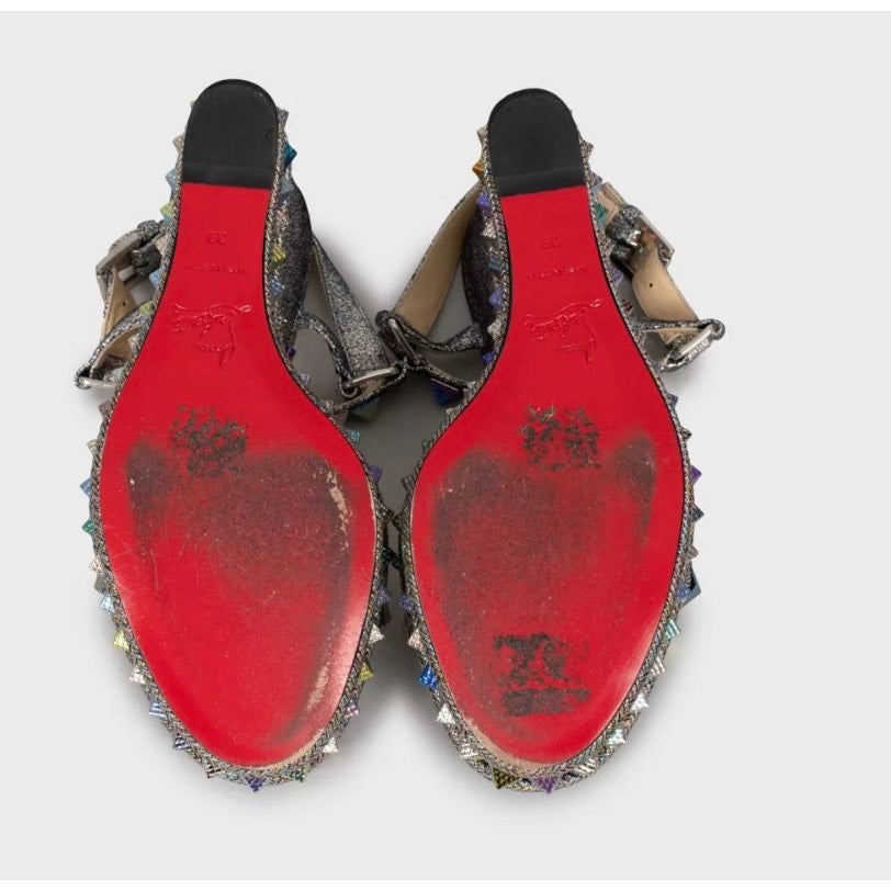 Christian Louboutin Pyraclou 110 Leather Open-Toe Sandals Sz.39 Pre-owned