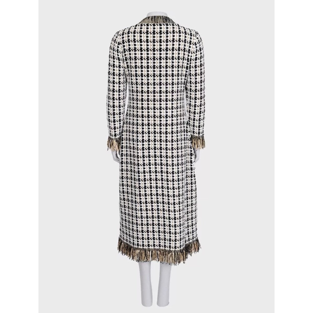 Oscar de la Renta White Tweed Dress - Size L Pre-owned