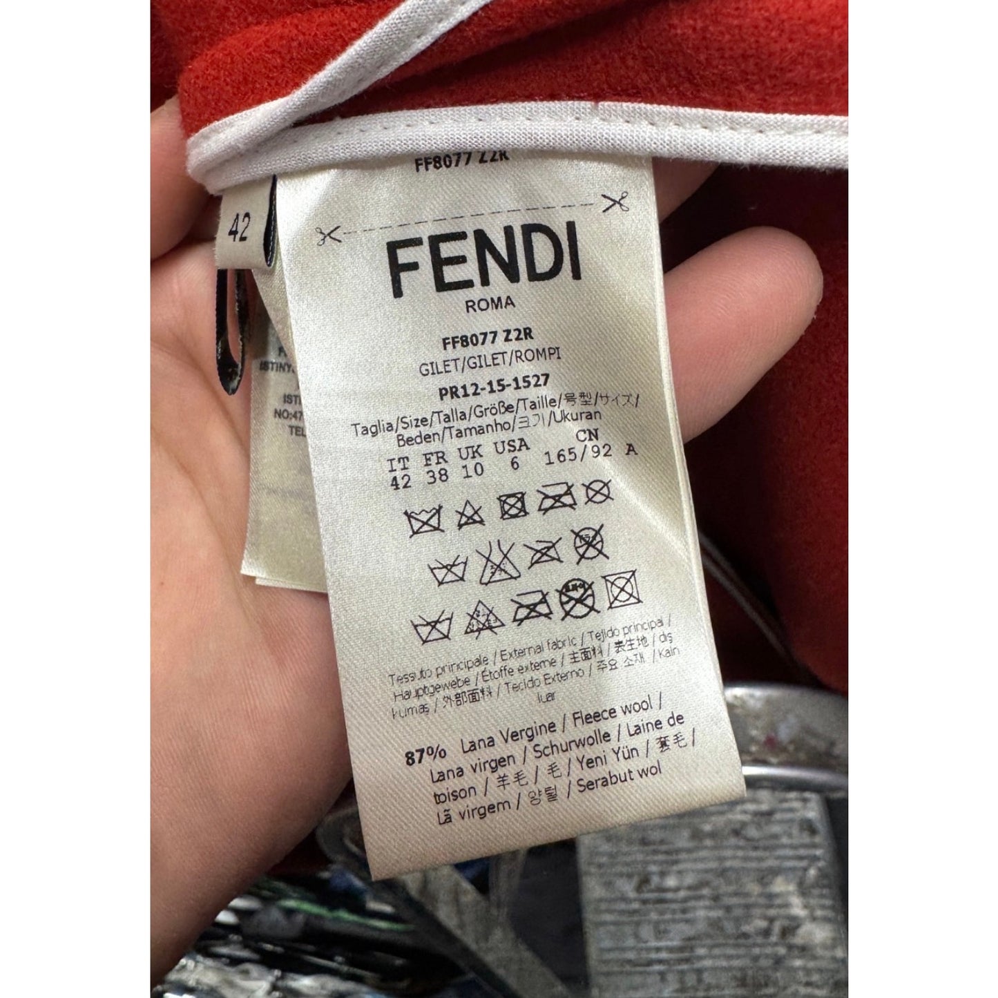 NWOT Fendi Red Virgin Wool & Leather Vest - IT42/M Pre-owned
