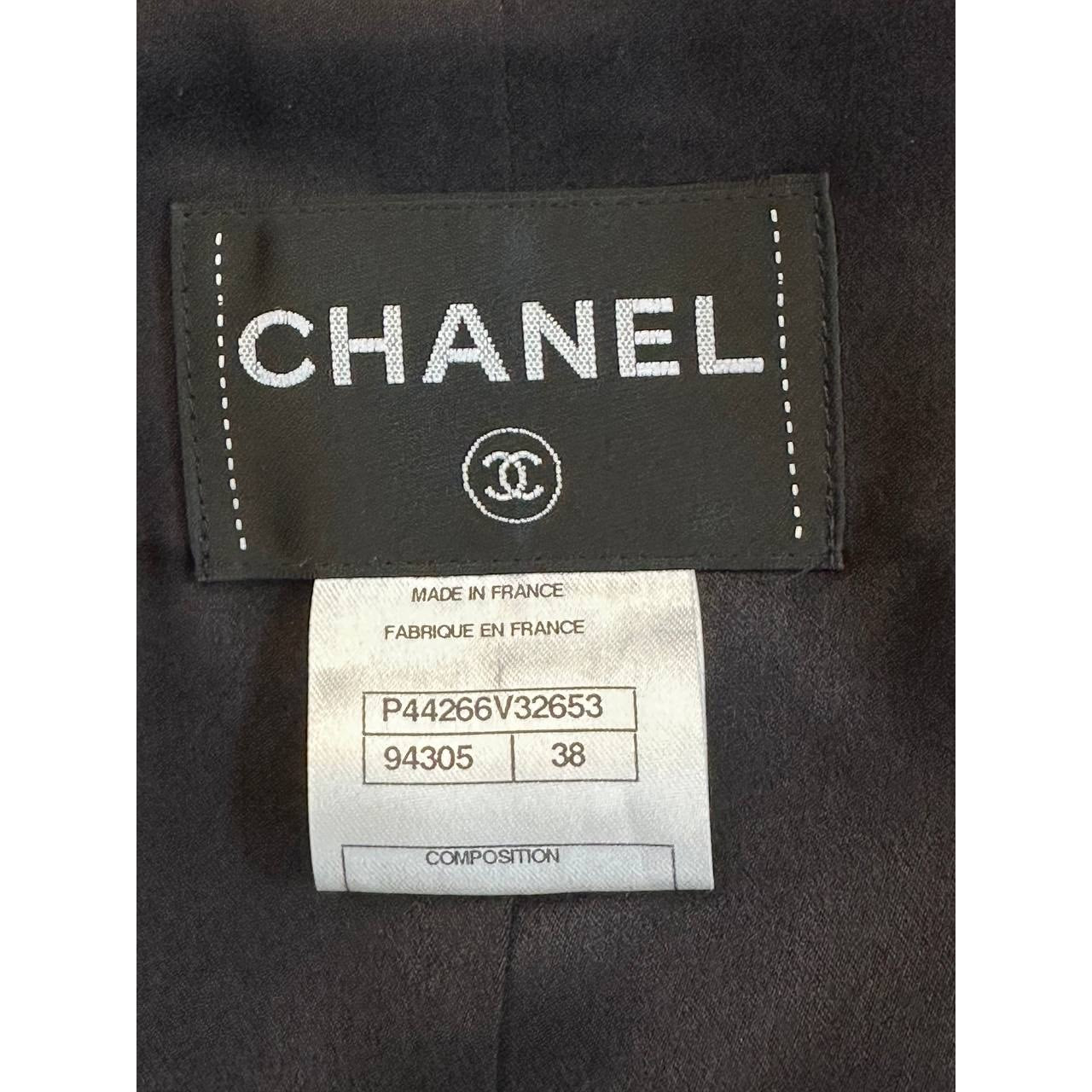 Chanel 2012 Black Wool Double Breasted Coat Sz.38 Pre-owned