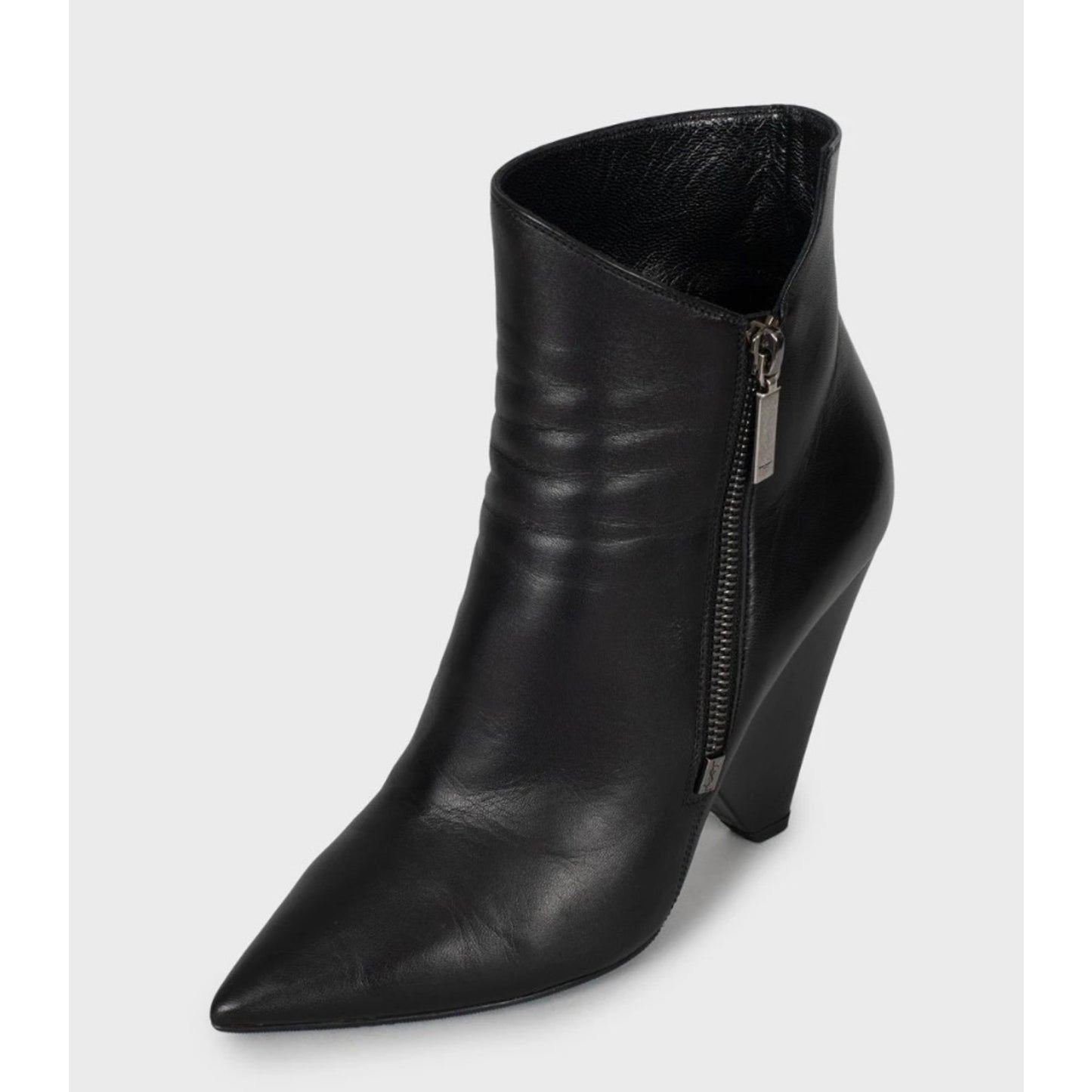 Saint Laurent Niki Leather Wedge Boots - Size 38.5 pre-owned