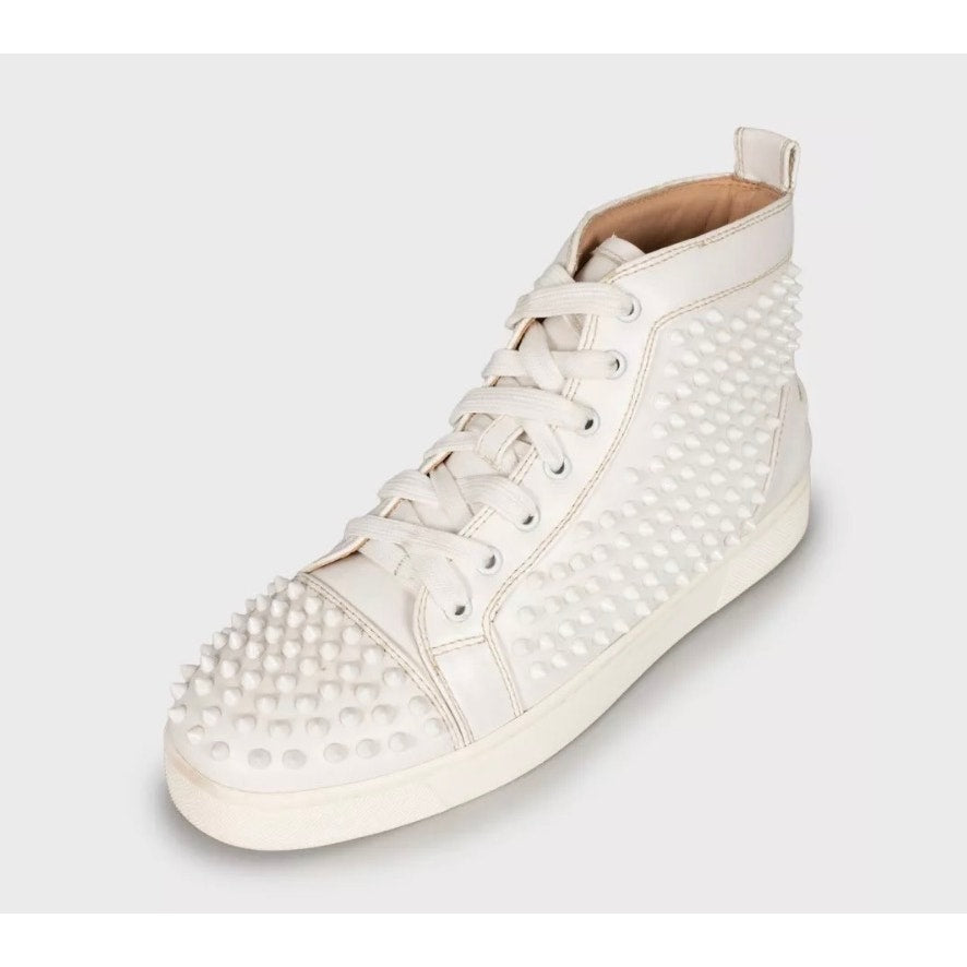Christian Louboutin White Spiked Leather Sneakers EU 42 Pre-owned