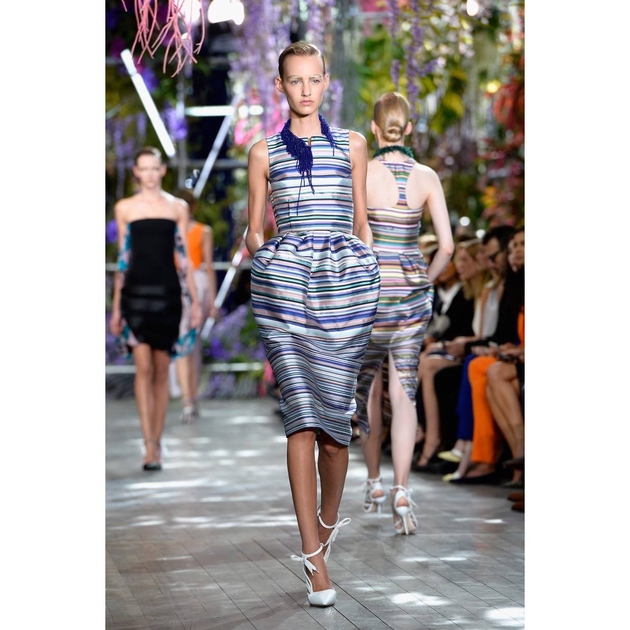 Christian Dior Raf Simons 2014 Striped Silk Dress 38 Pre-owned