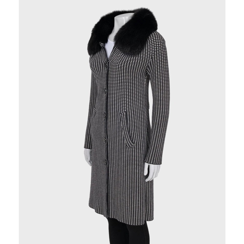 Christian Dior Black & White Wool  Coat Sz. S Pre-owned