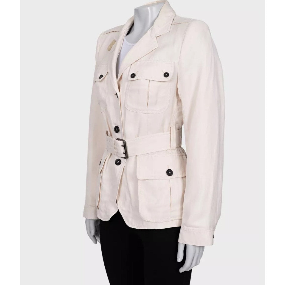 Tom Ford White Single-Breasted Jacket with Belt – Size FR40 / L Pre-owned