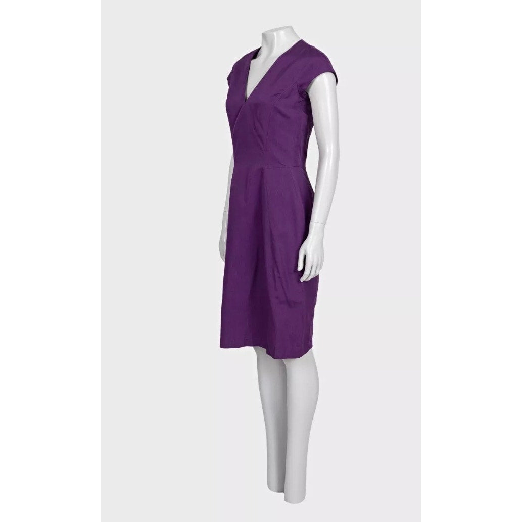 NWT Vintage YSL Purple Cotton Silk Fitted Dress  FR 38 M Pre-owned
