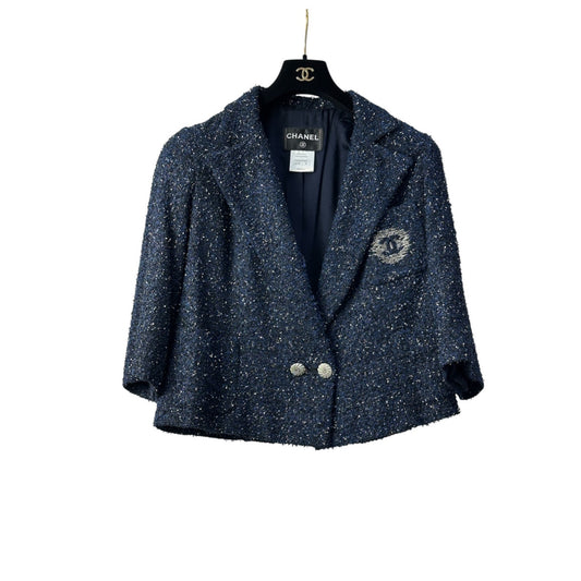 Chanel 2012 Navy Blue Tweed Jacket, Sz.38Pre-owned