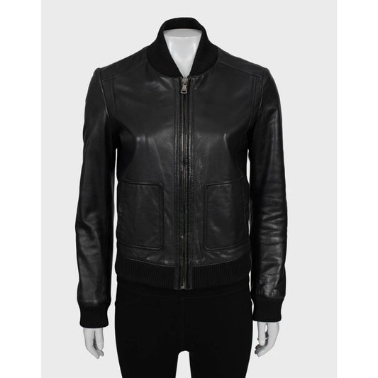 Dolce & Gabbana Black Leather Bomber Jacket - IT38/XS pre-owned