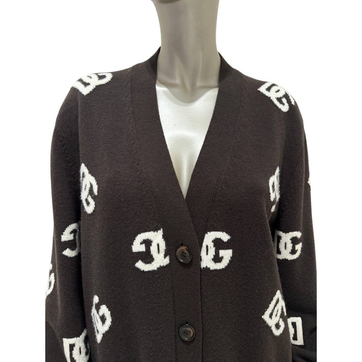 Dolce & Gabbana DG Monogram Wool Cardigan  sz.42 pre-owned