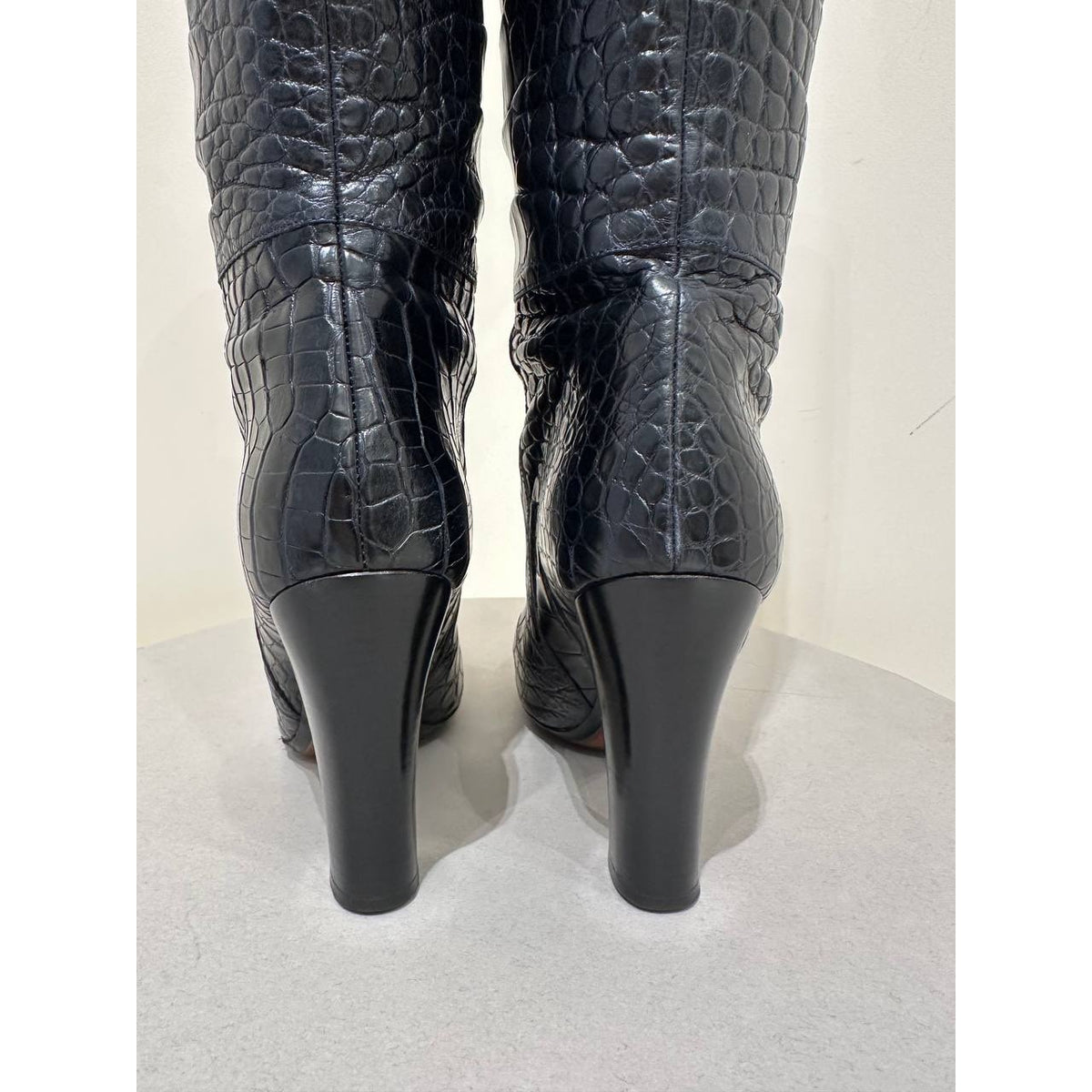 Brioni Black Leather Knee-High Boots Sz.39 Pre-owned